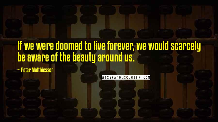 Peter Matthiessen Quotes: If we were doomed to live forever, we would scarcely be aware of the beauty around us.