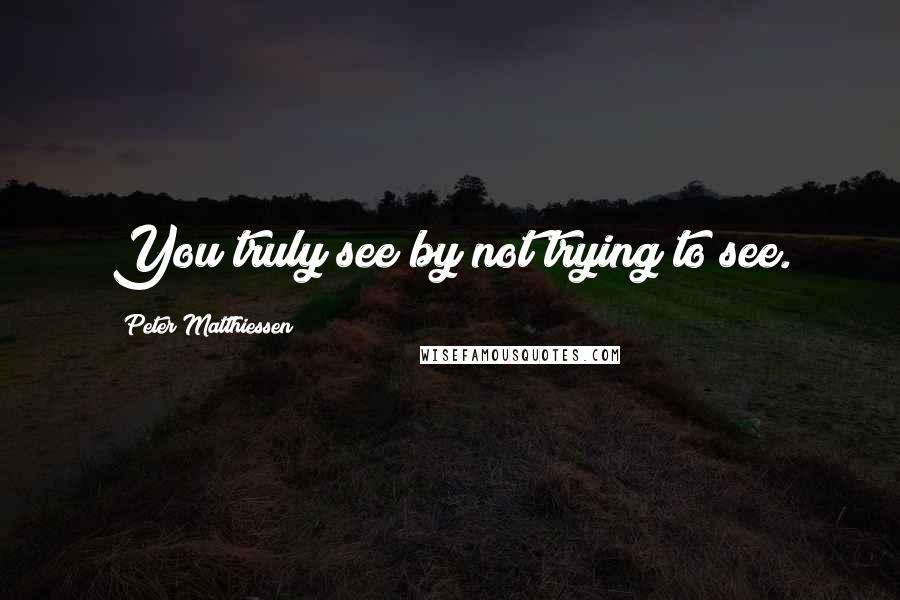 Peter Matthiessen Quotes: You truly see by not trying to see.