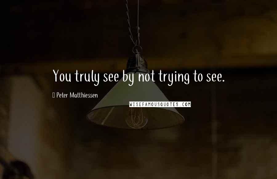 Peter Matthiessen Quotes: You truly see by not trying to see.