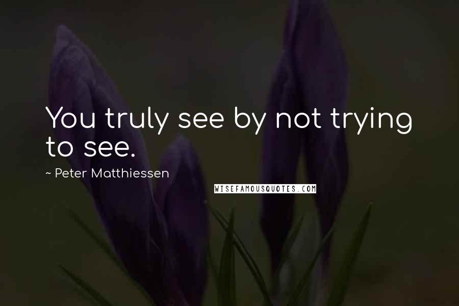 Peter Matthiessen Quotes: You truly see by not trying to see.