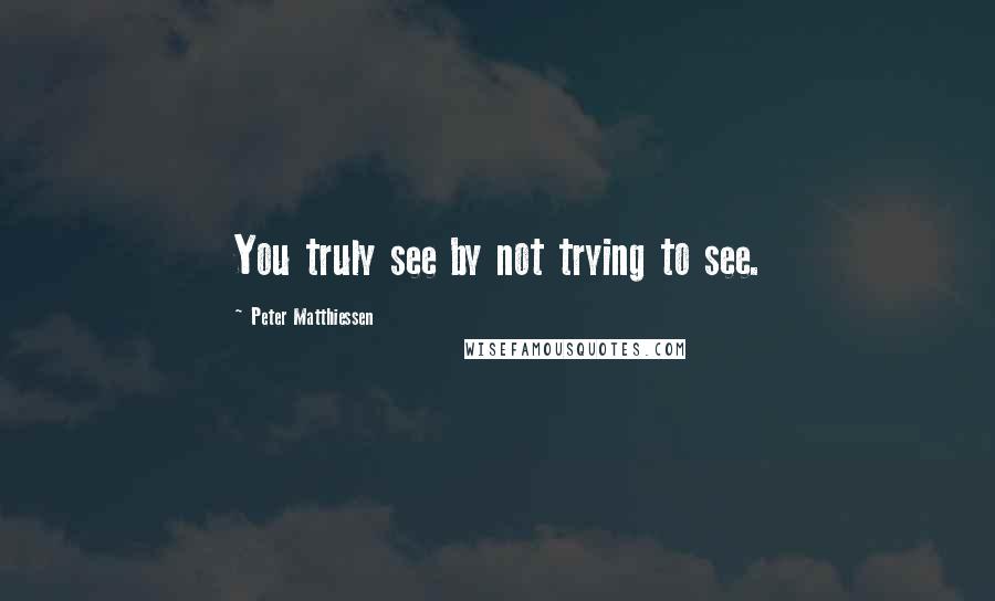 Peter Matthiessen Quotes: You truly see by not trying to see.