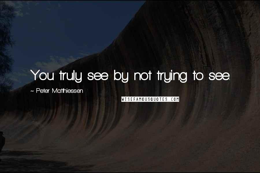 Peter Matthiessen Quotes: You truly see by not trying to see.