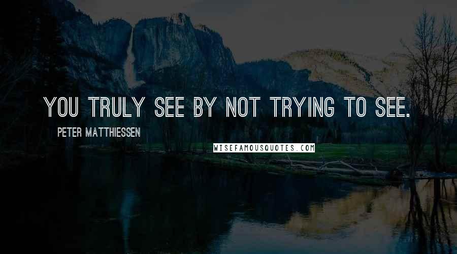 Peter Matthiessen Quotes: You truly see by not trying to see.