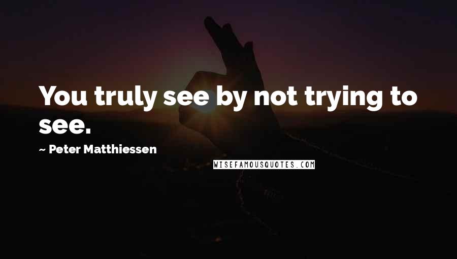 Peter Matthiessen Quotes: You truly see by not trying to see.