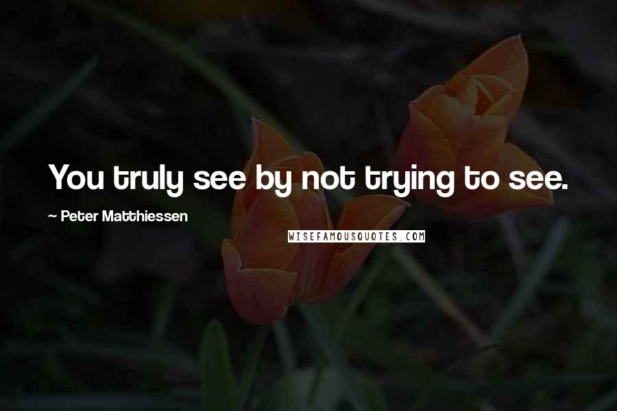 Peter Matthiessen Quotes: You truly see by not trying to see.