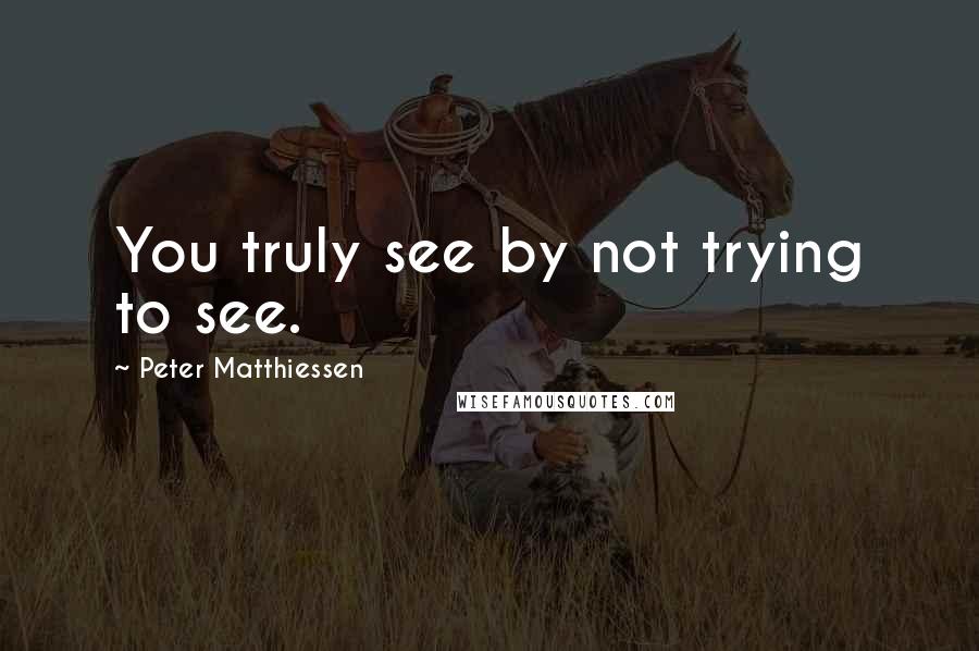 Peter Matthiessen Quotes: You truly see by not trying to see.