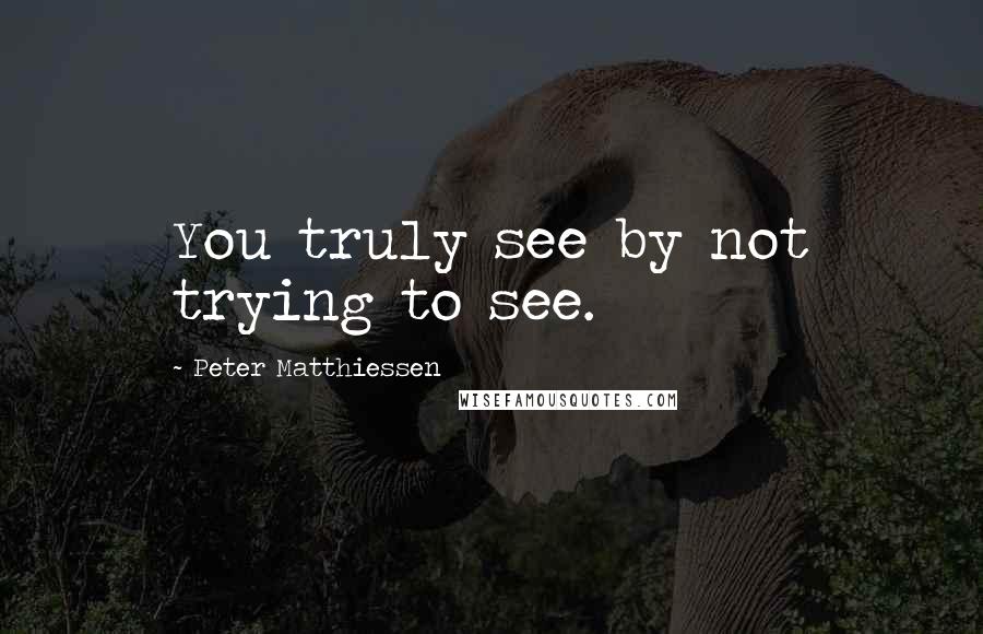 Peter Matthiessen Quotes: You truly see by not trying to see.