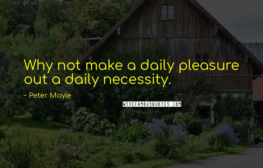 Peter Mayle Quotes: Why not make a daily pleasure out a daily necessity.