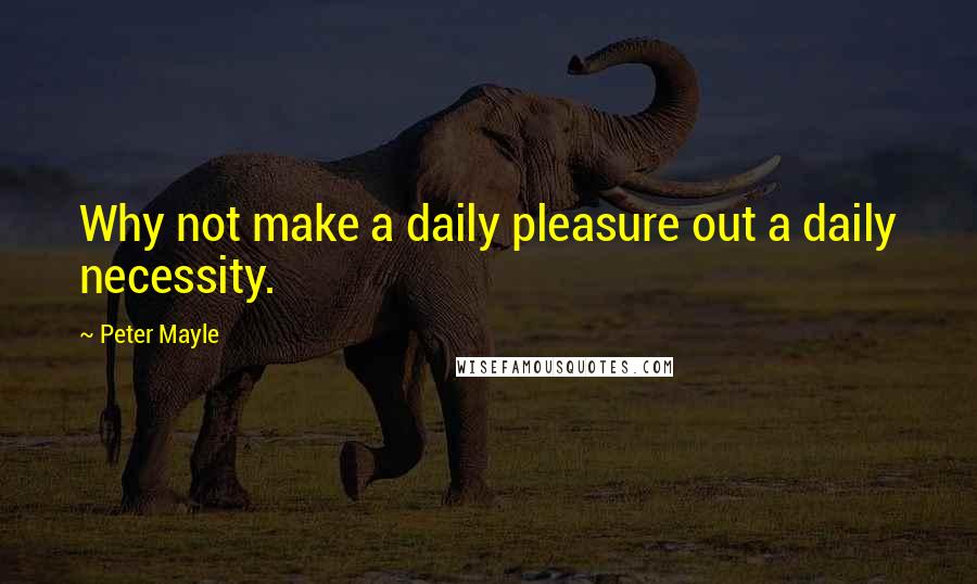 Peter Mayle Quotes: Why not make a daily pleasure out a daily necessity.