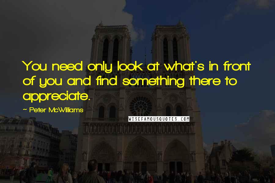 Peter McWilliams Quotes: You need only look at what's in front of you and find something there to appreciate.