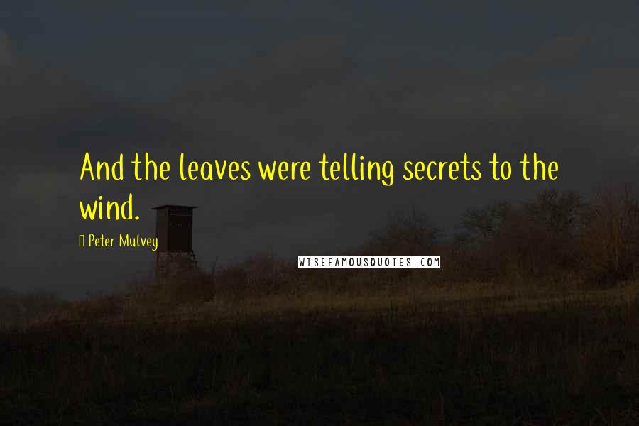 Peter Mulvey Quotes: And the leaves were telling secrets to the wind.