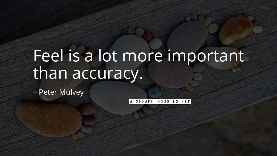 Peter Mulvey Quotes: Feel is a lot more important than accuracy.