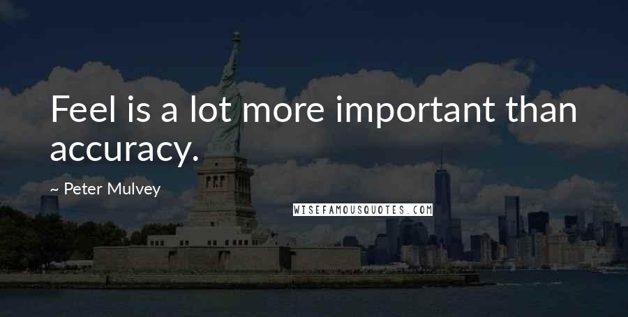 Peter Mulvey Quotes: Feel is a lot more important than accuracy.