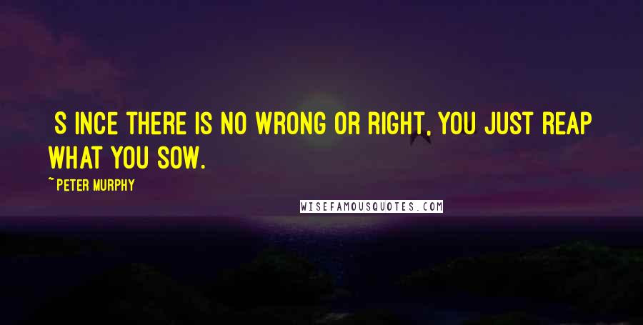 Peter Murphy Quotes: [S]ince there is no wrong or right, you just reap what you sow.