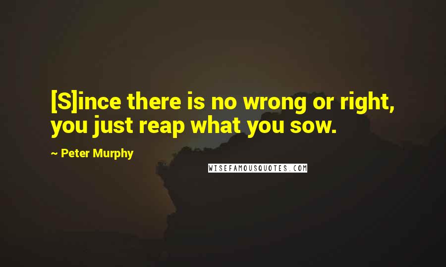 Peter Murphy Quotes: [S]ince there is no wrong or right, you just reap what you sow.