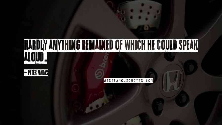 Peter Nadas Quotes: Hardly anything remained of which he could speak aloud.