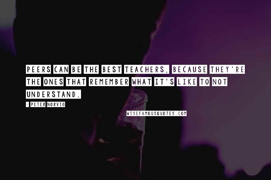 Peter Norvig Quotes: Peers can be the best teachers, because they're the ones that remember what it's like to not understand.