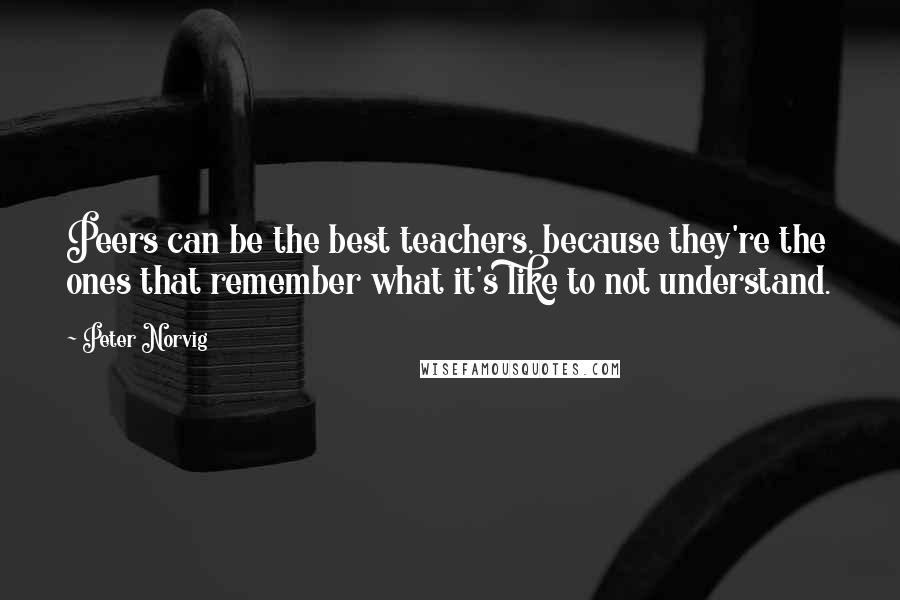 Peter Norvig Quotes: Peers can be the best teachers, because they're the ones that remember what it's like to not understand.