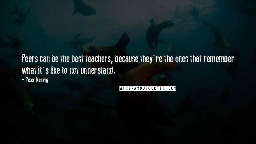 Peter Norvig Quotes: Peers can be the best teachers, because they're the ones that remember what it's like to not understand.