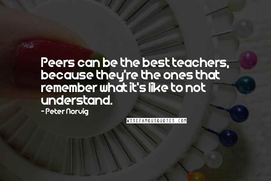 Peter Norvig Quotes: Peers can be the best teachers, because they're the ones that remember what it's like to not understand.