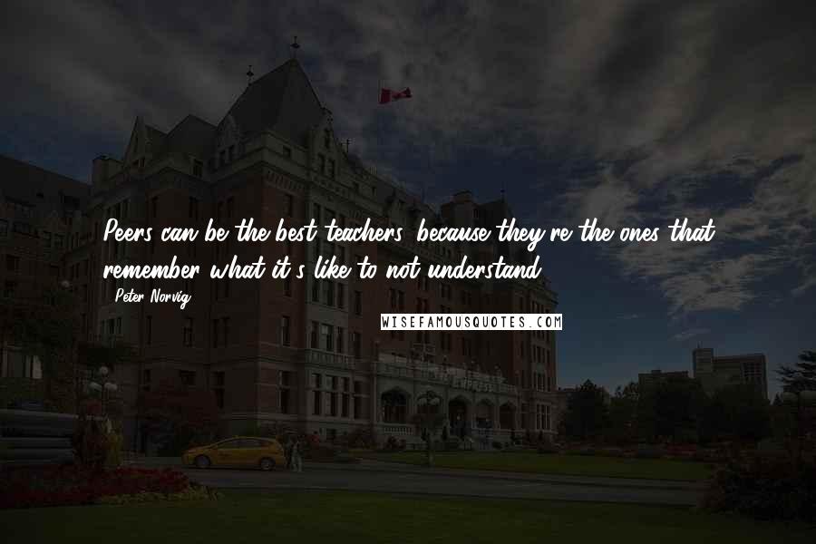 Peter Norvig Quotes: Peers can be the best teachers, because they're the ones that remember what it's like to not understand.