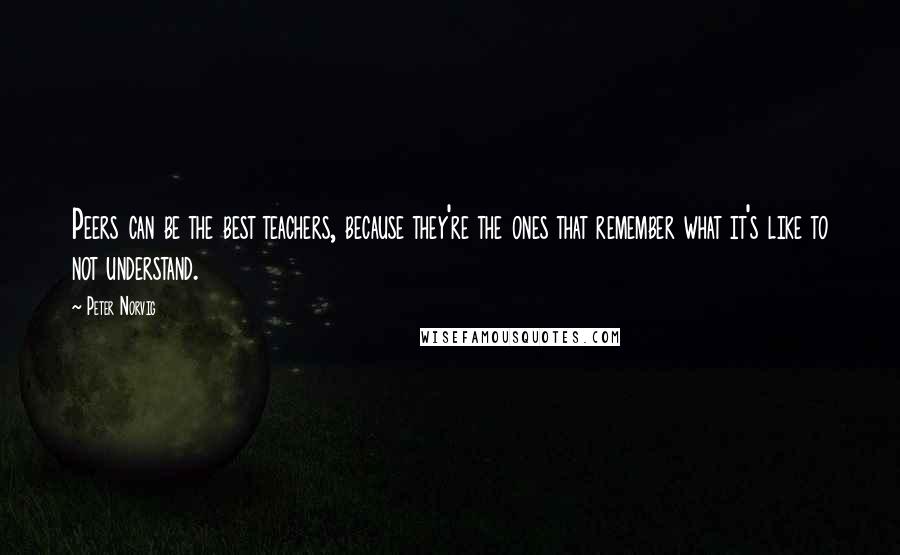 Peter Norvig Quotes: Peers can be the best teachers, because they're the ones that remember what it's like to not understand.