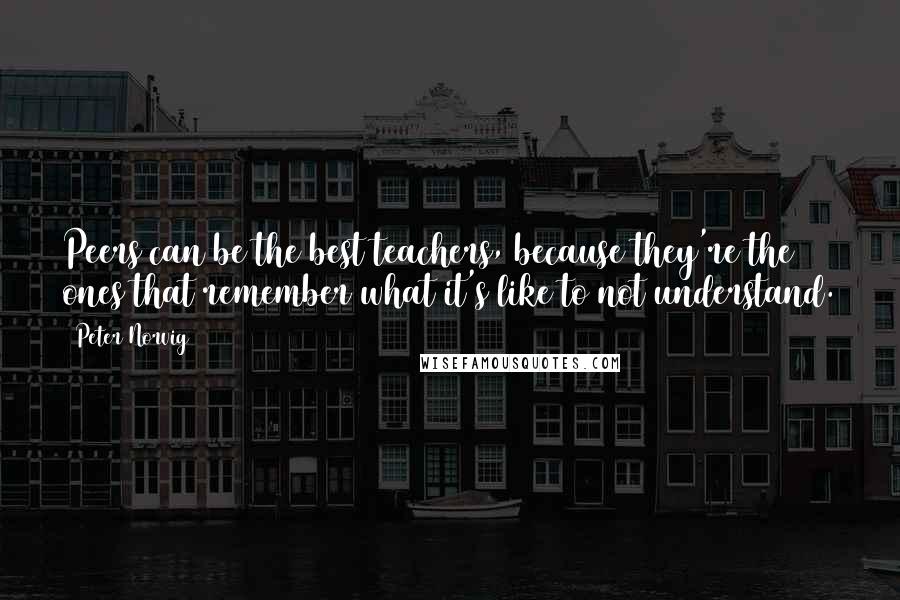 Peter Norvig Quotes: Peers can be the best teachers, because they're the ones that remember what it's like to not understand.