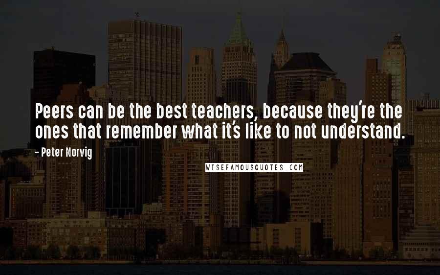 Peter Norvig Quotes: Peers can be the best teachers, because they're the ones that remember what it's like to not understand.