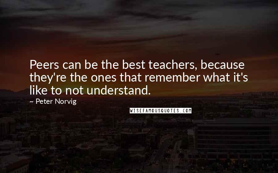 Peter Norvig Quotes: Peers can be the best teachers, because they're the ones that remember what it's like to not understand.