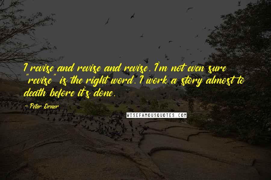 Peter Orner Quotes: I revise and revise and revise. I'm not even sure "revise" is the right word. I work a story almost to death before it's done.