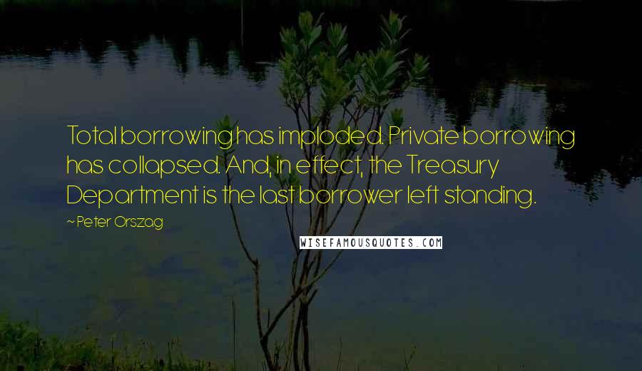 Peter Orszag Quotes: Total borrowing has imploded. Private borrowing has collapsed. And, in effect, the Treasury Department is the last borrower left standing.