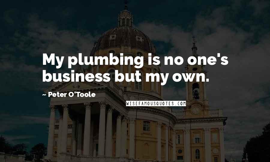Peter O'Toole Quotes: My plumbing is no one's business but my own.