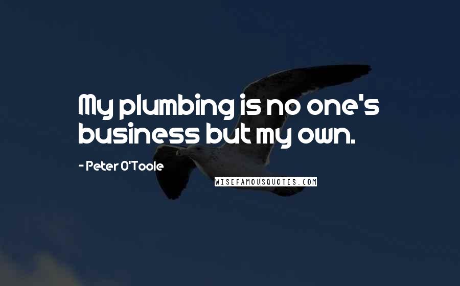 Peter O'Toole Quotes: My plumbing is no one's business but my own.