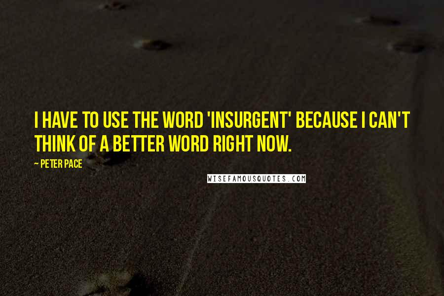 Peter Pace Quotes: I have to use the word 'insurgent' because I can't think of a better word right now.