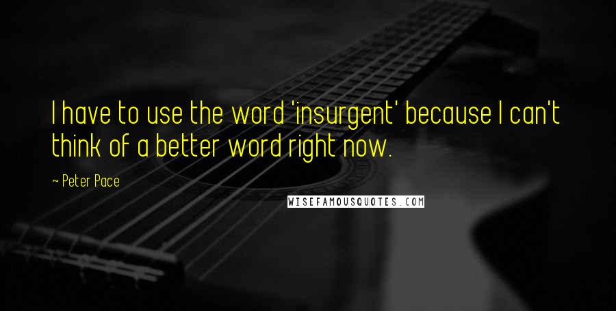 Peter Pace Quotes: I have to use the word 'insurgent' because I can't think of a better word right now.