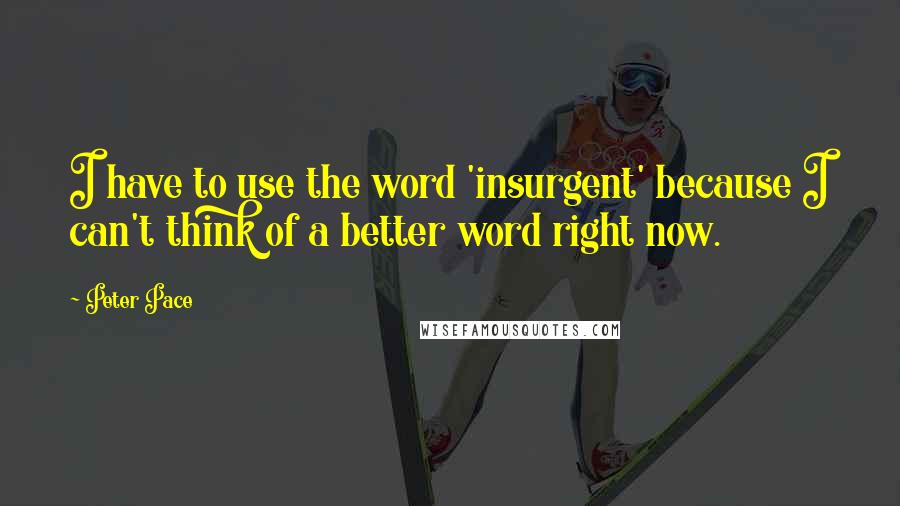 Peter Pace Quotes: I have to use the word 'insurgent' because I can't think of a better word right now.