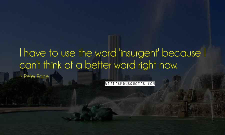 Peter Pace Quotes: I have to use the word 'insurgent' because I can't think of a better word right now.