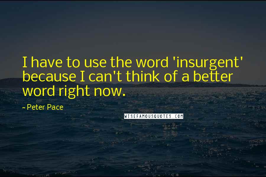 Peter Pace Quotes: I have to use the word 'insurgent' because I can't think of a better word right now.