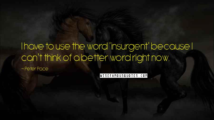 Peter Pace Quotes: I have to use the word 'insurgent' because I can't think of a better word right now.