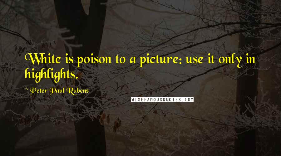 Peter Paul Rubens Quotes: White is poison to a picture: use it only in highlights.