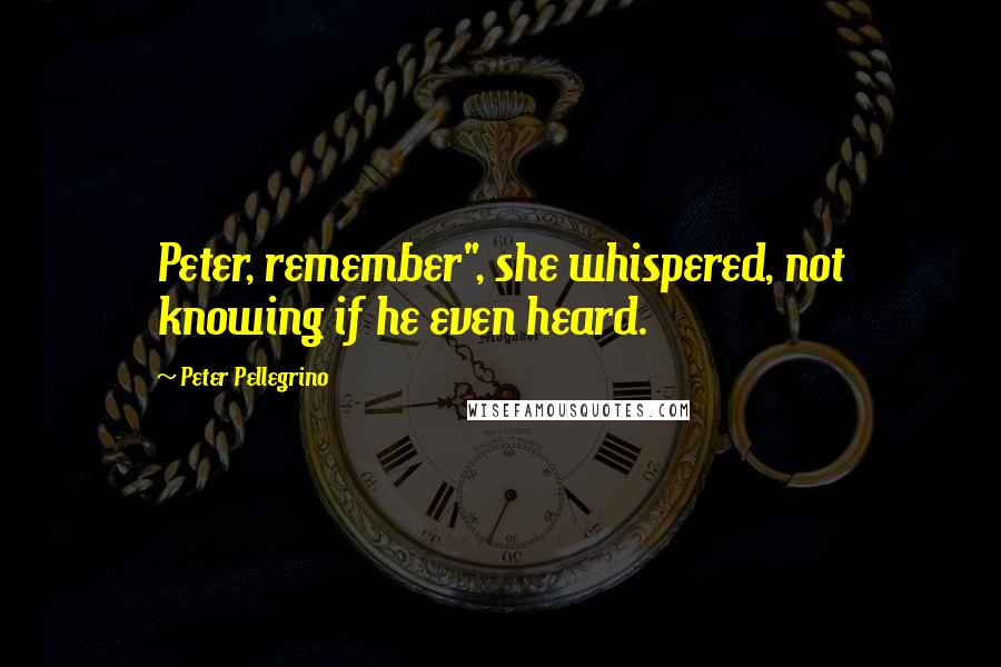 Peter Pellegrino Quotes: Peter, remember", she whispered, not knowing if he even heard.
