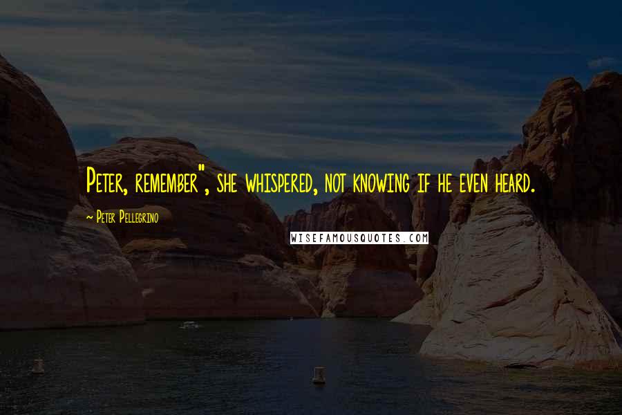 Peter Pellegrino Quotes: Peter, remember", she whispered, not knowing if he even heard.