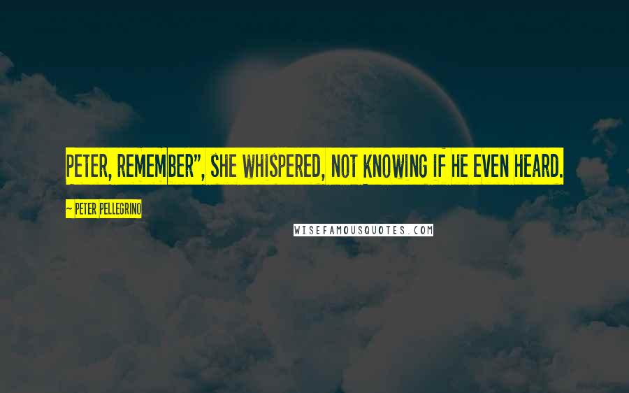 Peter Pellegrino Quotes: Peter, remember", she whispered, not knowing if he even heard.