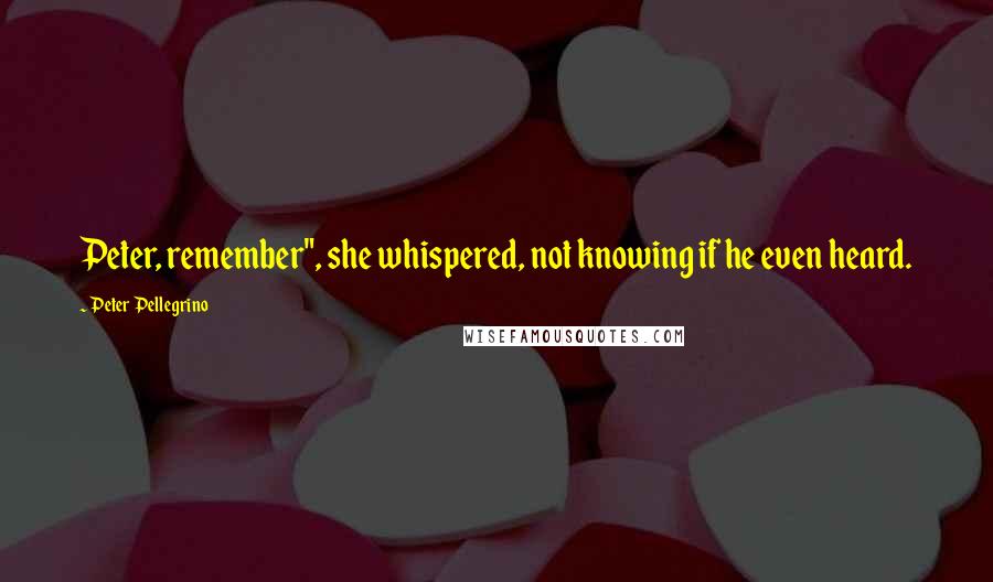Peter Pellegrino Quotes: Peter, remember", she whispered, not knowing if he even heard.