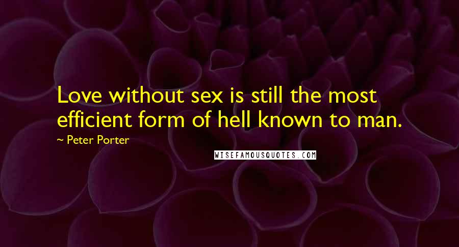 Peter Porter Quotes: Love without sex is still the most efficient form of hell known to man.