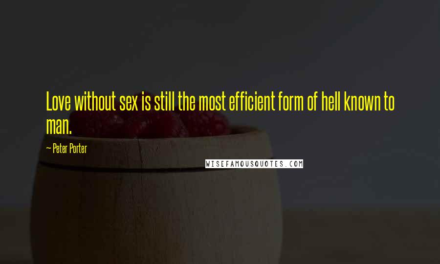 Peter Porter Quotes: Love without sex is still the most efficient form of hell known to man.
