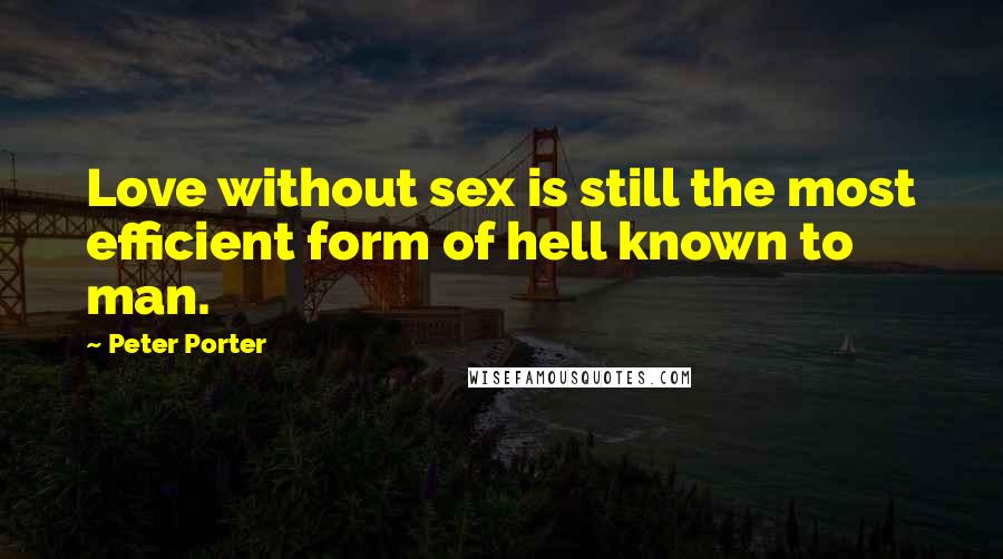 Peter Porter Quotes: Love without sex is still the most efficient form of hell known to man.