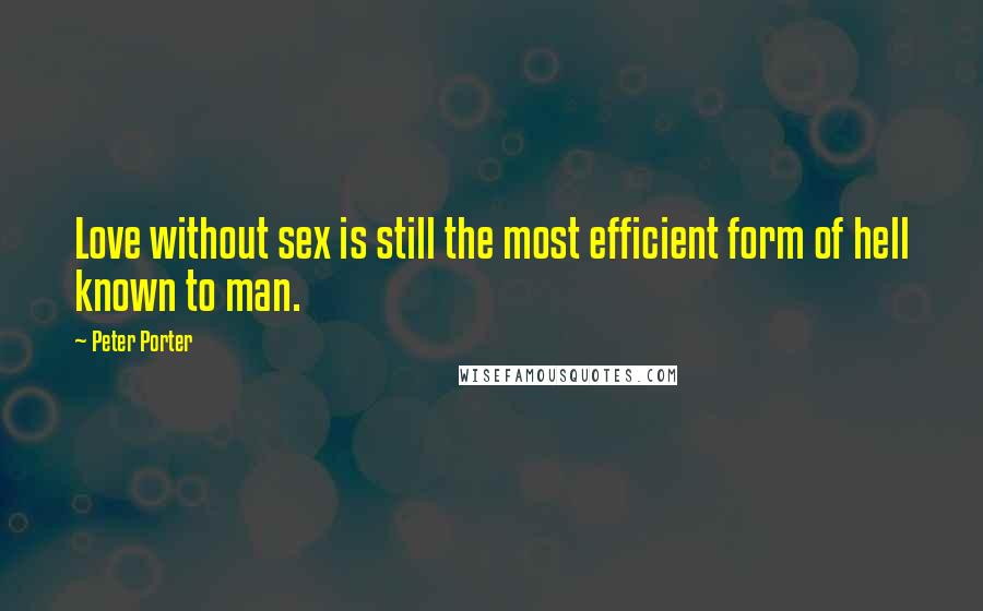 Peter Porter Quotes: Love without sex is still the most efficient form of hell known to man.