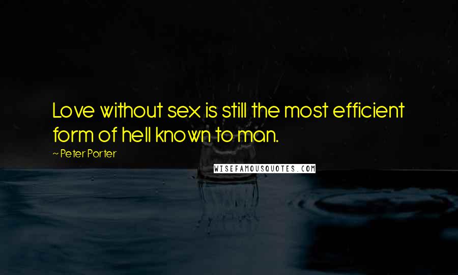 Peter Porter Quotes: Love without sex is still the most efficient form of hell known to man.