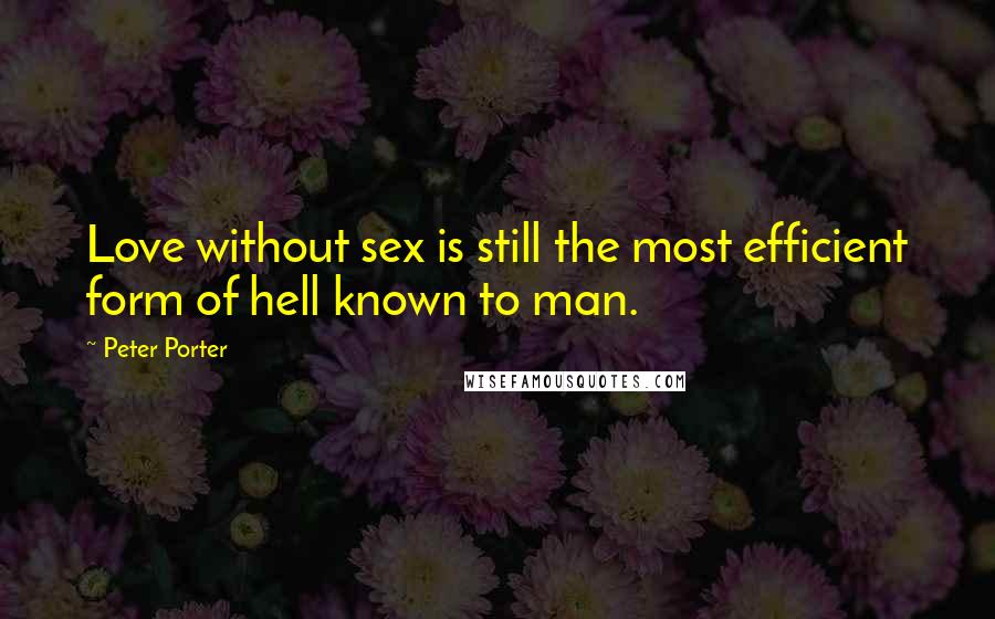 Peter Porter Quotes: Love without sex is still the most efficient form of hell known to man.